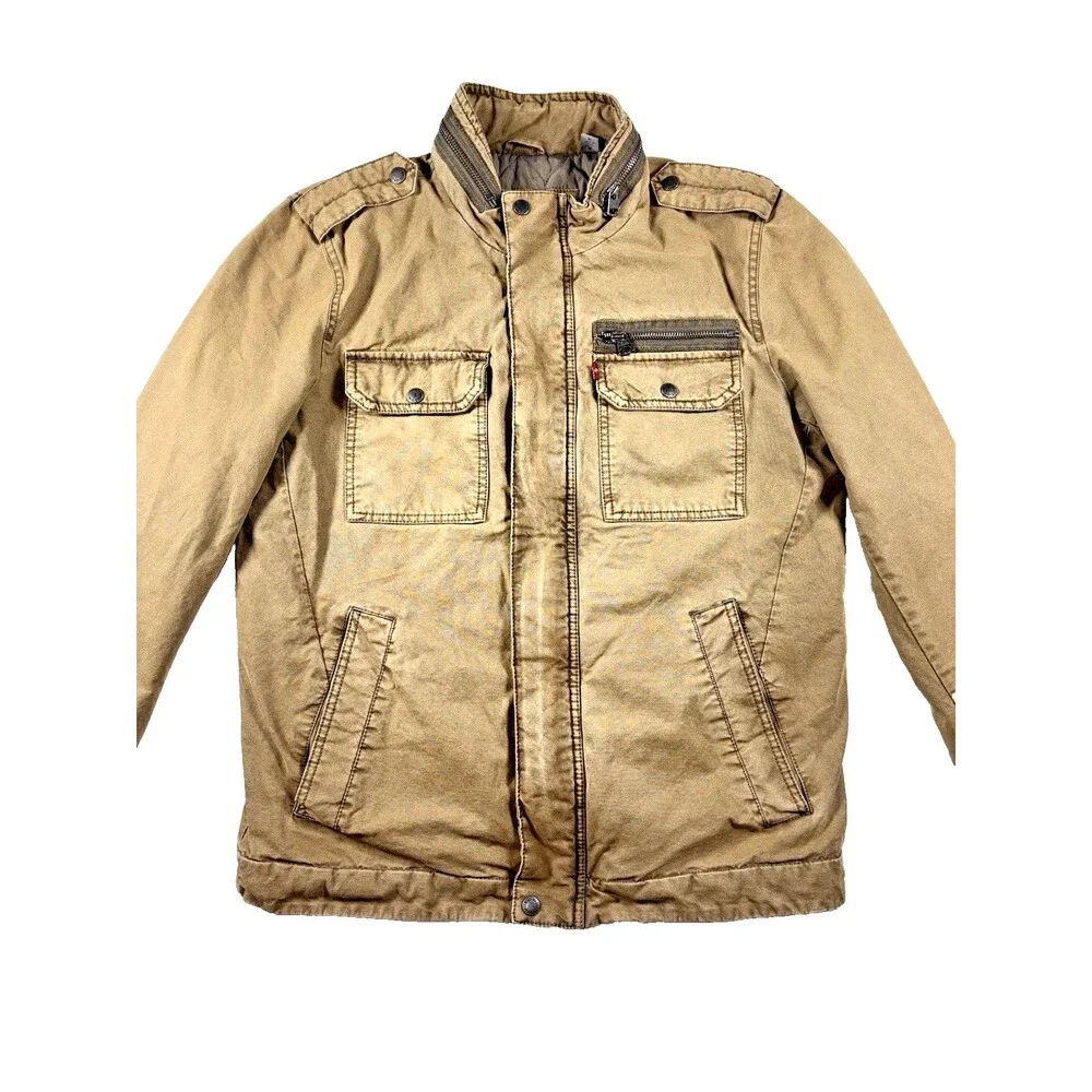 Levi’s Y2K Brown Quilted Field Jacket Mens M Military Utility 2000s